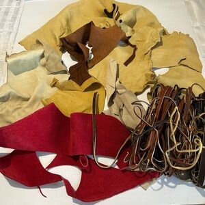 Bundle of Leather Scraps and Laces/Straps 1lb 13oz
